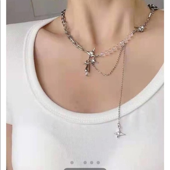 NEW SILVER DROP CROSS MULTILAYER LOLLITA PENDANT GOTHIC MINIMALIST NECKLACE - Picture 9 of 13